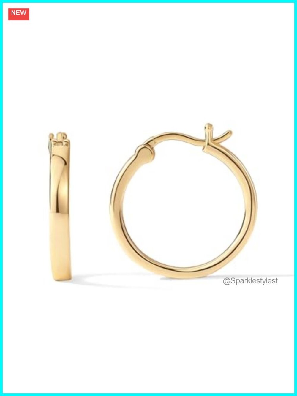 14K Gold Plated Lightweight Hoop Earrings for Women 20mm